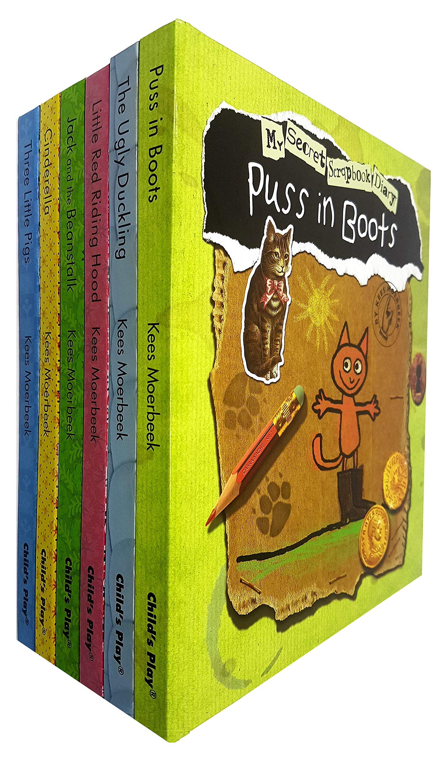 My Secret Scrapbook Diary Series 6 Books Collection Set By Kees Moerbeek (Puss in Boots, The Ugly Duckling, Little Red Riding Hood, Jack and the Beanstalk, The Three Little Pigs, Cinderella)