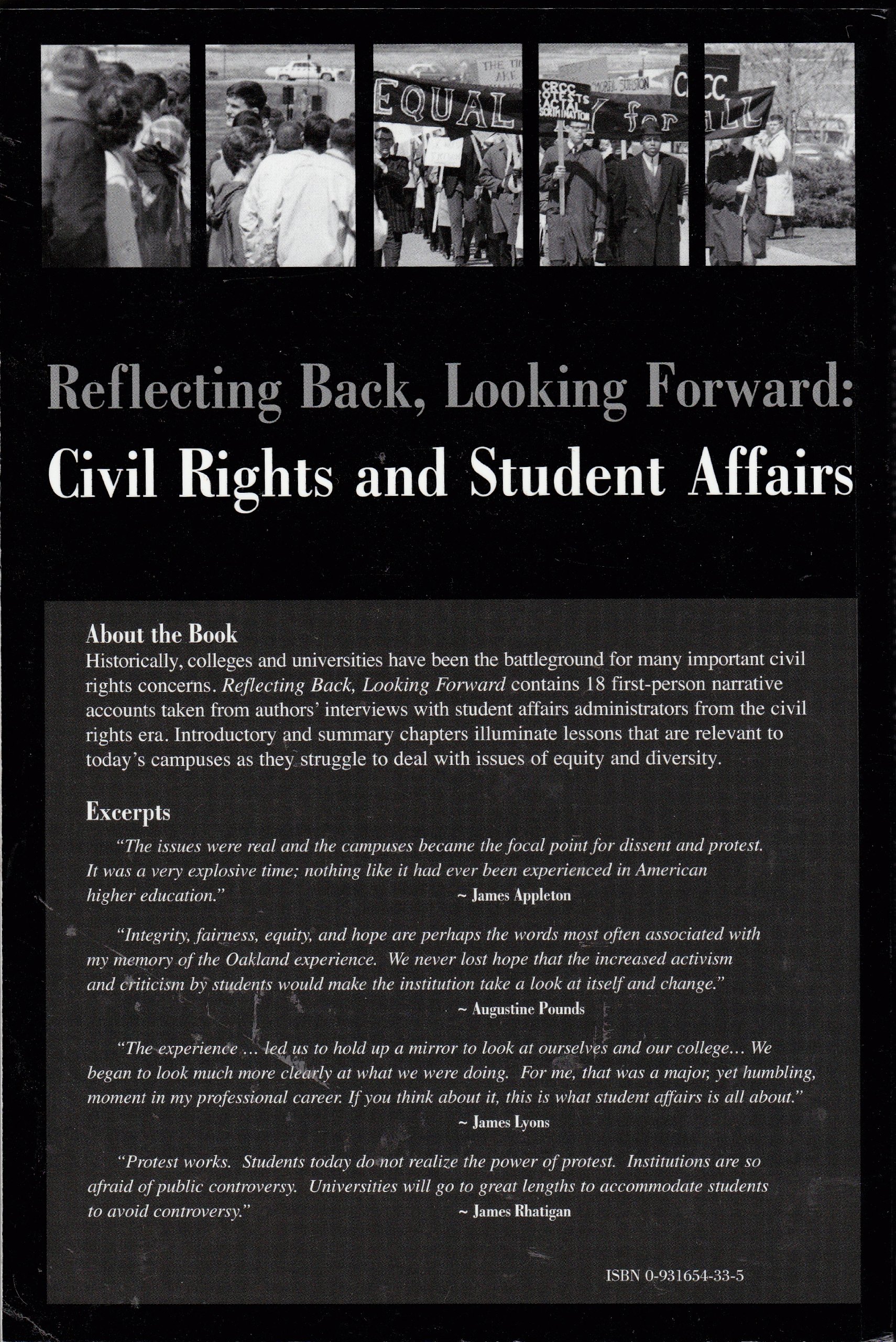 Reflecting Back, Looking Forward : Civil Rights and Student Affairs (Paperback)
