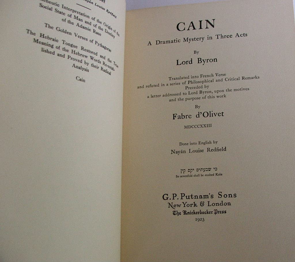 Cain: A Dramatic Mystery in Three Acts.