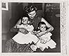 Original press soundphoto (wire photo) of Ingrid Bergman with twin daughters, Isabella and Ingrid Rossellini, 1953