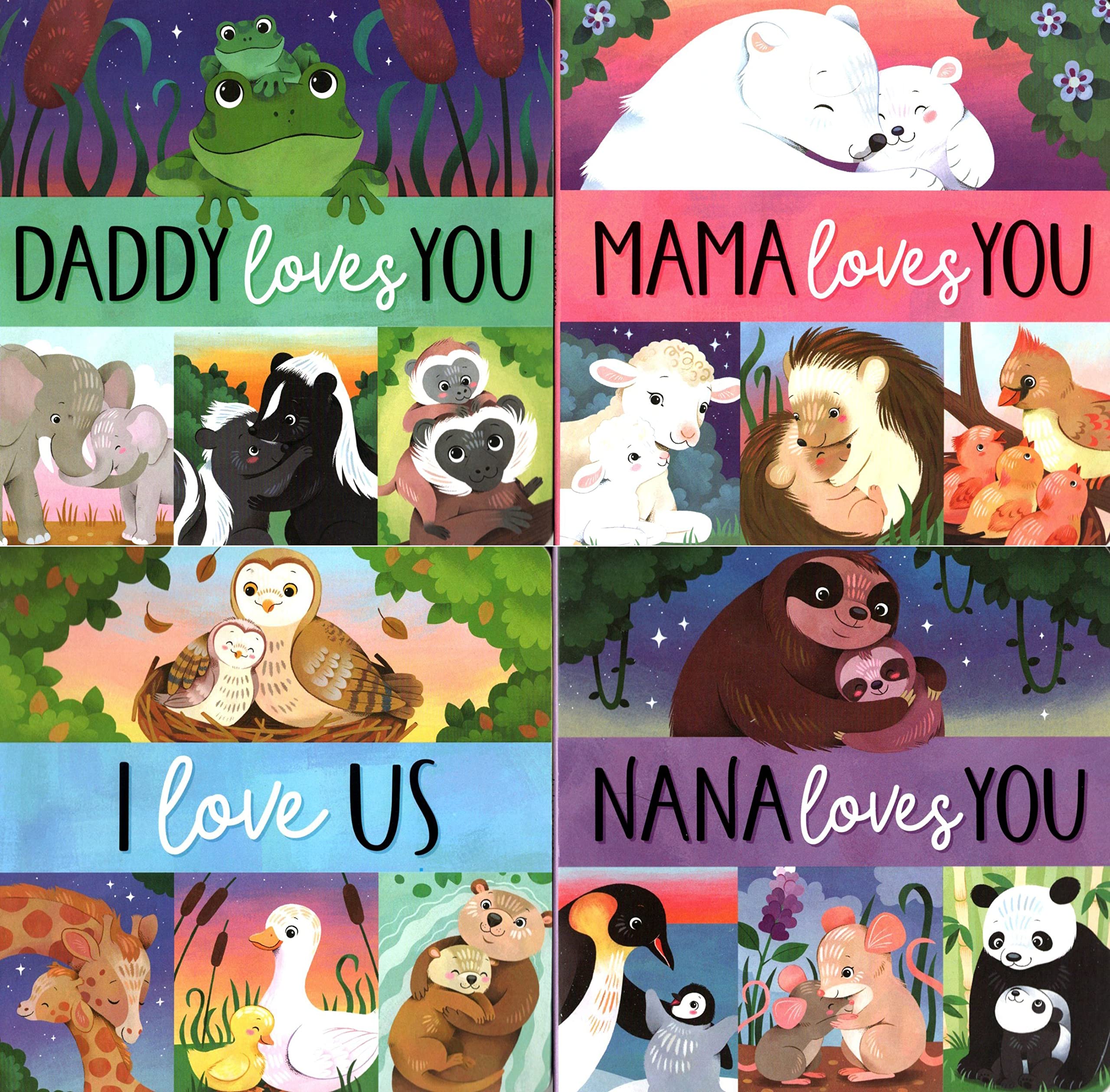 Daddy Loves You, Mama Loves You, I Love Us and Nana Loves You - Children's Board Book (Set of 4 Books)