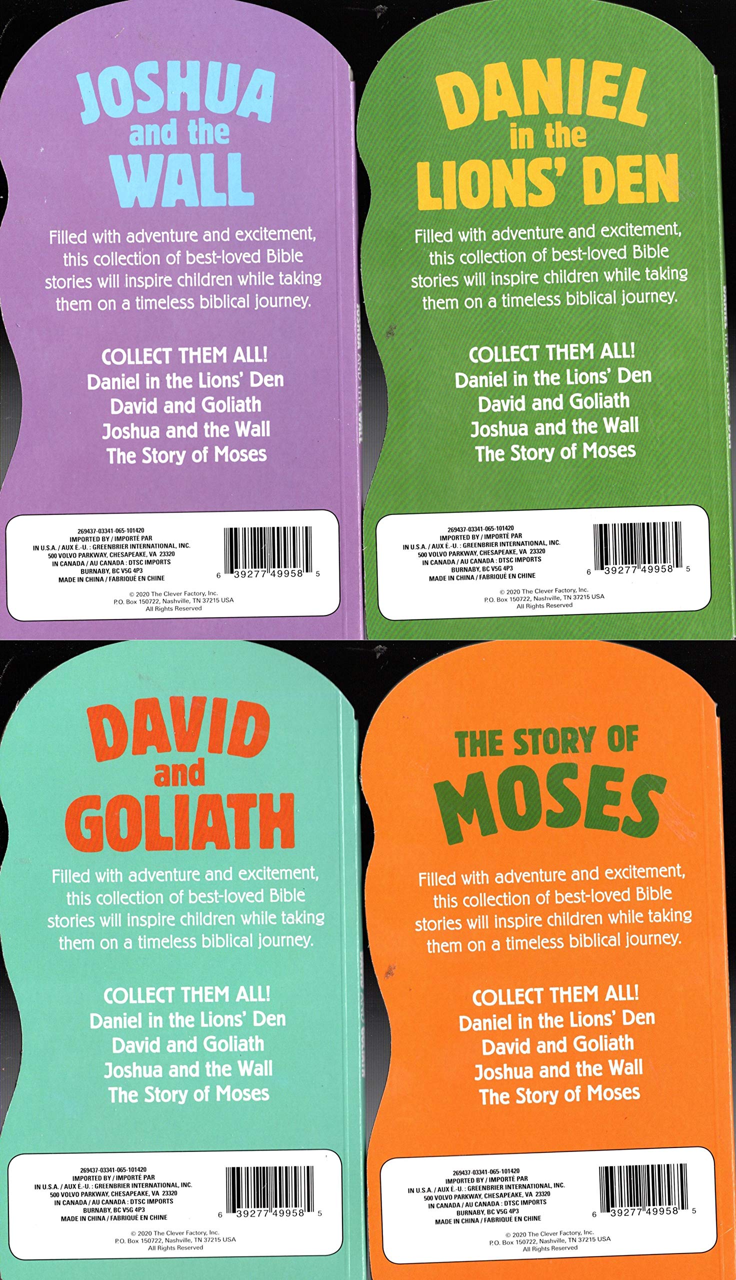 David and Goliath, Daniel in the Lions Den, The Story of Moses, Joshua and the Wall - Children's Board Book (Set of 4 Books)