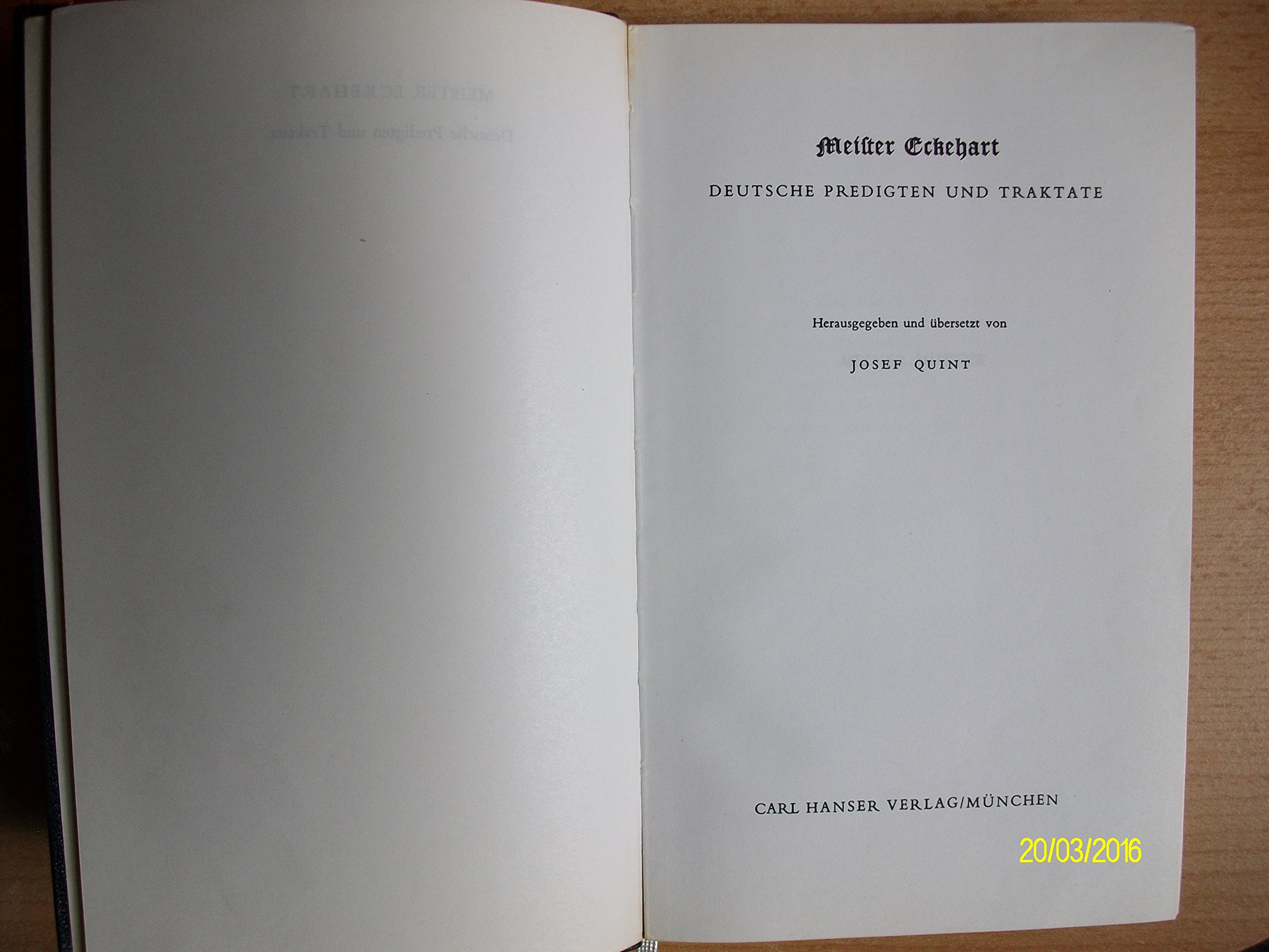 Deutsche Predigten und Traktate. Herausgegeben und übersetzt von Josef Quint (Hardcover)