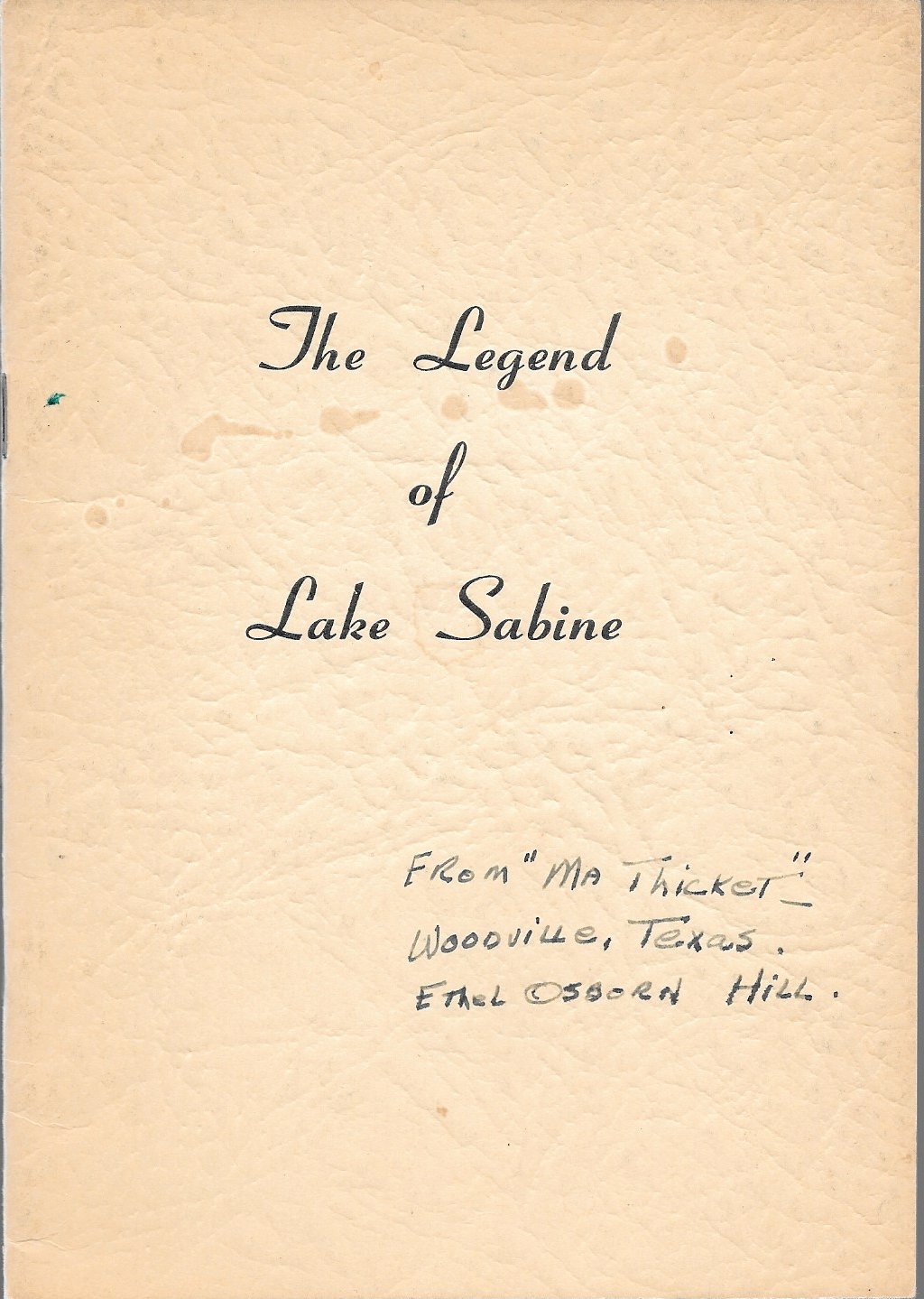 The Legend of Lake Sabine (Paperback)