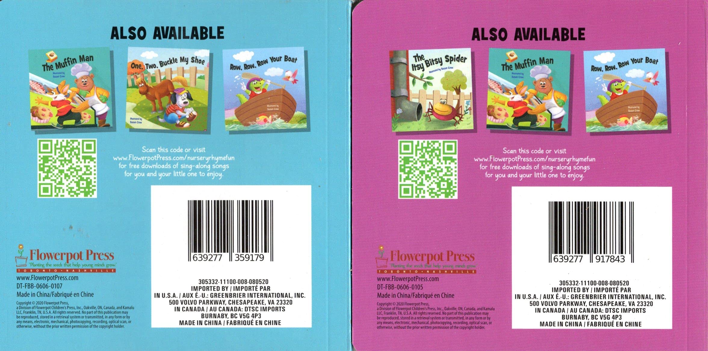 The Itsy Bitsy Spider, One. Two. Bucke My Shoe - Children's Board Book (Set of 2 Books)