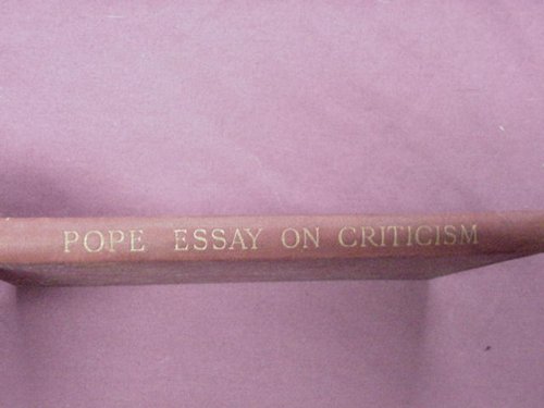 Pope's Essay on Criticism Editor John Churton Collins 1912 Hardcover