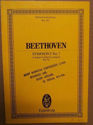 mini pocket score BEETHOVEN, symphony no 7, A major, Op 92, Eulenburg (Loose Leaf)