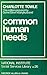 Common human needs (National Institute social services library)