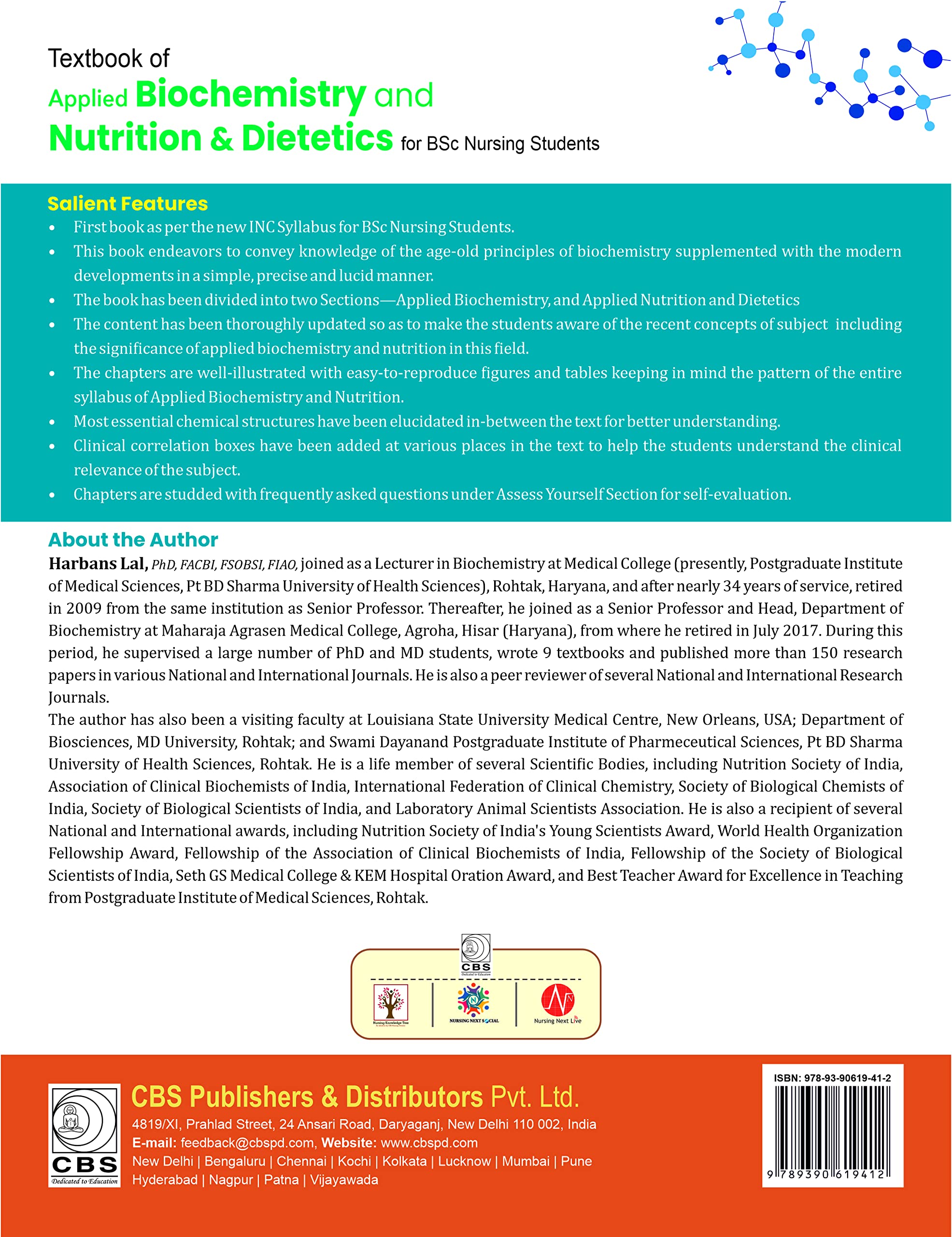 TEXTBOOK OF APPLIED BIOCHEMISTRY AND NUTRITION & DIETETICS FOR BSC NURSING (BASED ON INC 2021-22)