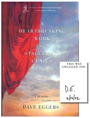 Heartbreaking Work of Staggering Genius Uncorrected Proof 1st 2000