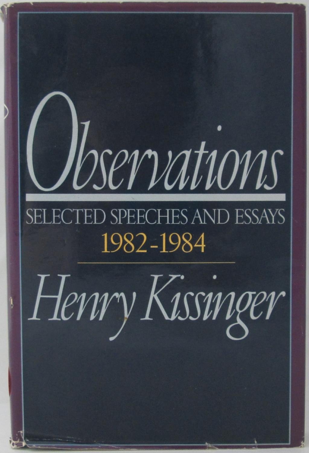 Observations: Selected Speeches and Essays 1982-1984 (Hardcover)