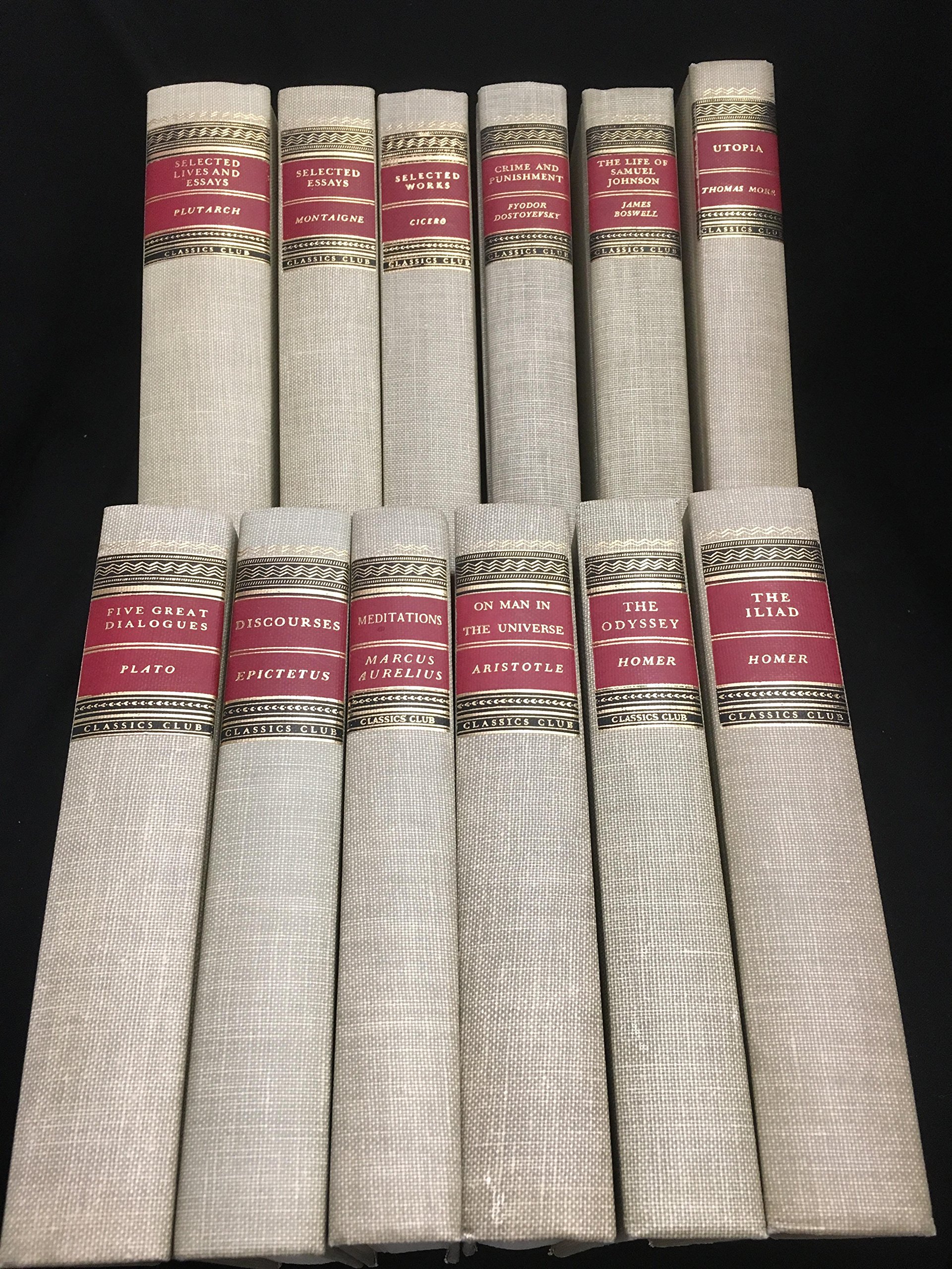 Classics Club Library: 12 books in series including John Locke, Montaigne, Thomas More, Plutarch, Thoreau, Homer, Cicero, Plato, Epictetus, Emersom, Marcus Aurelius and Aristotle (Classics Club)