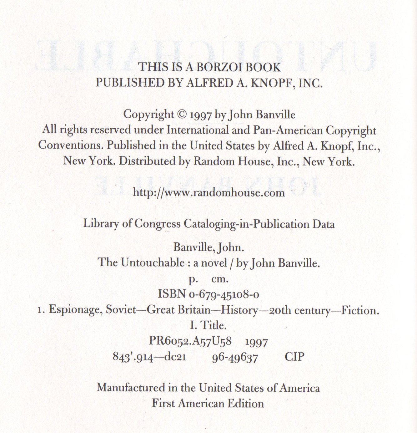 The Untouchable - Advance Uncorrected Proof