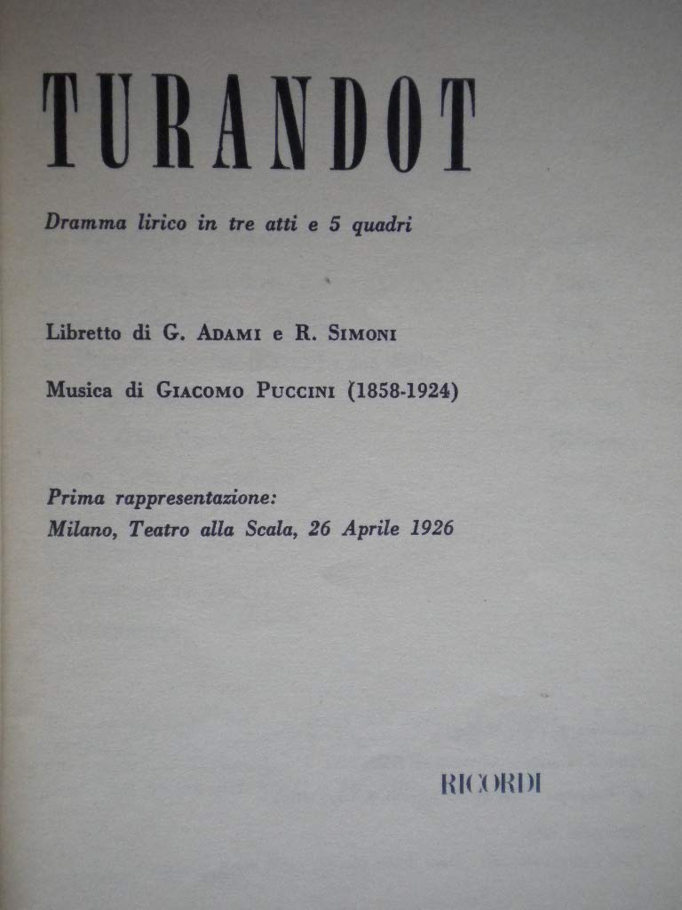 Turandot (It) Libretto
