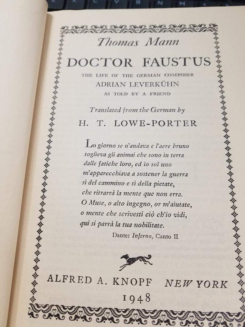 Doctor Faustus Life Of Adrian Leverkuhn Thomas Mann 1st American Edition 1948