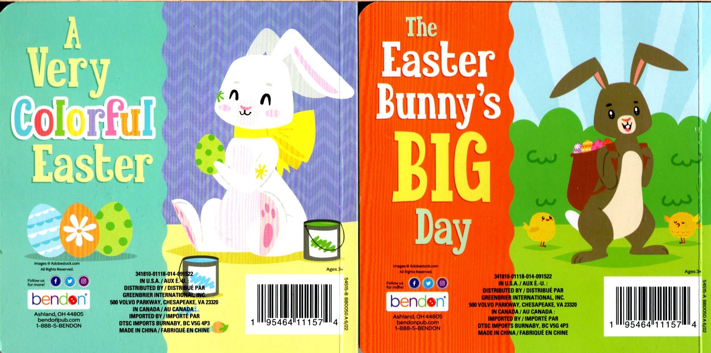 A Very Colorful Easter, The Easter Bunny's Big Day - Children's Board Book (Set of 2 Books)