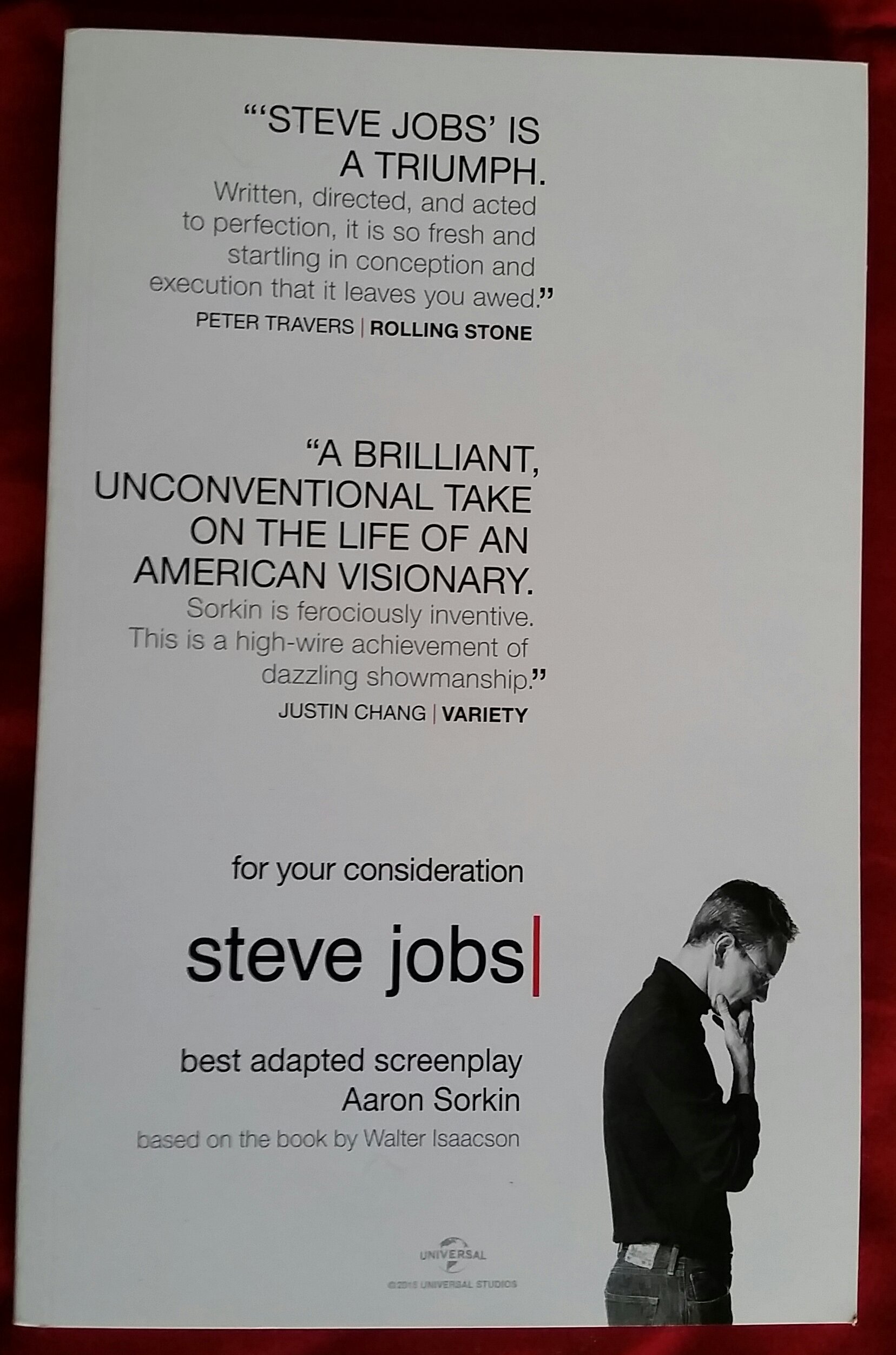 Steve Jobs Shooting Script Screenplay For Your Consideration (Paperback)