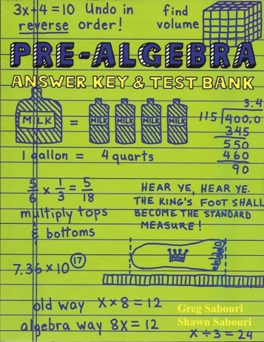 Pre-Algebra Answer Key & Test Bank (Paperback)