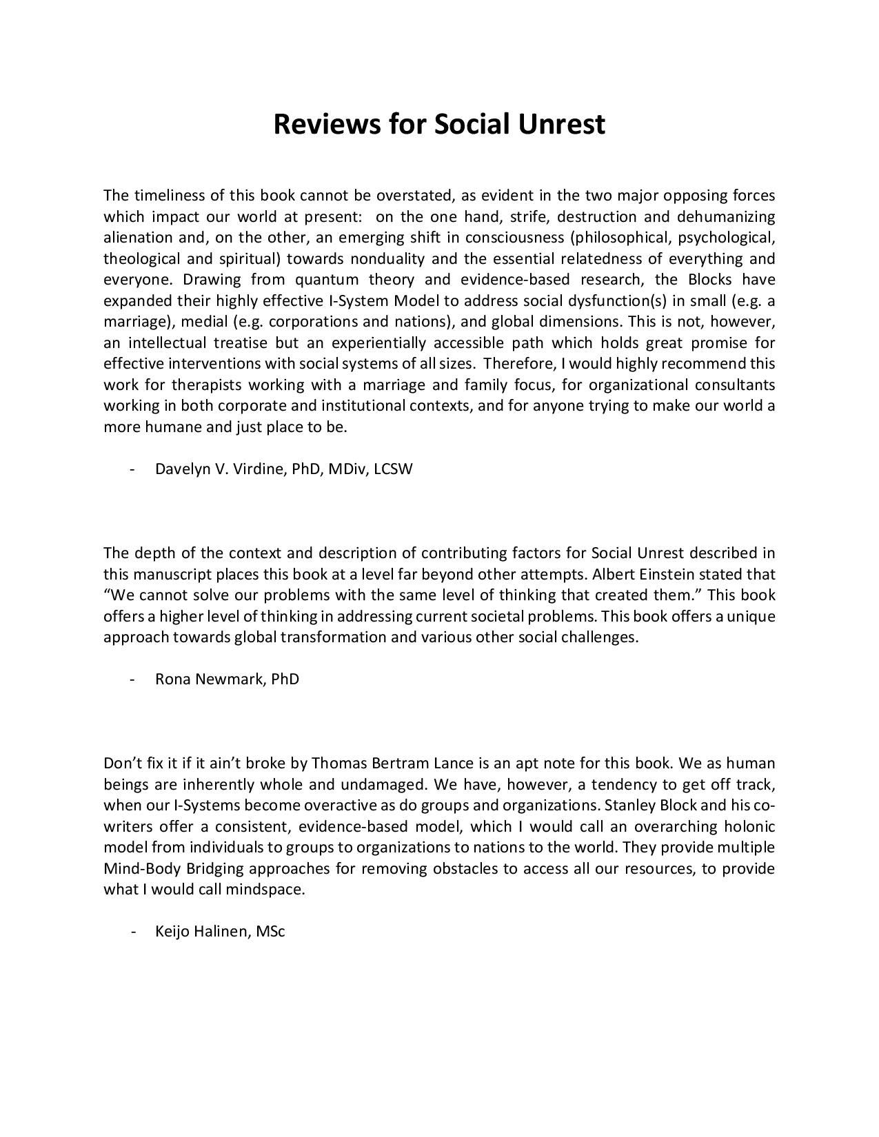 Social Unrest: Resolving the Dichotomies of Me/You and Us/Them - The I-System Model of Human Behavior (Paperback)