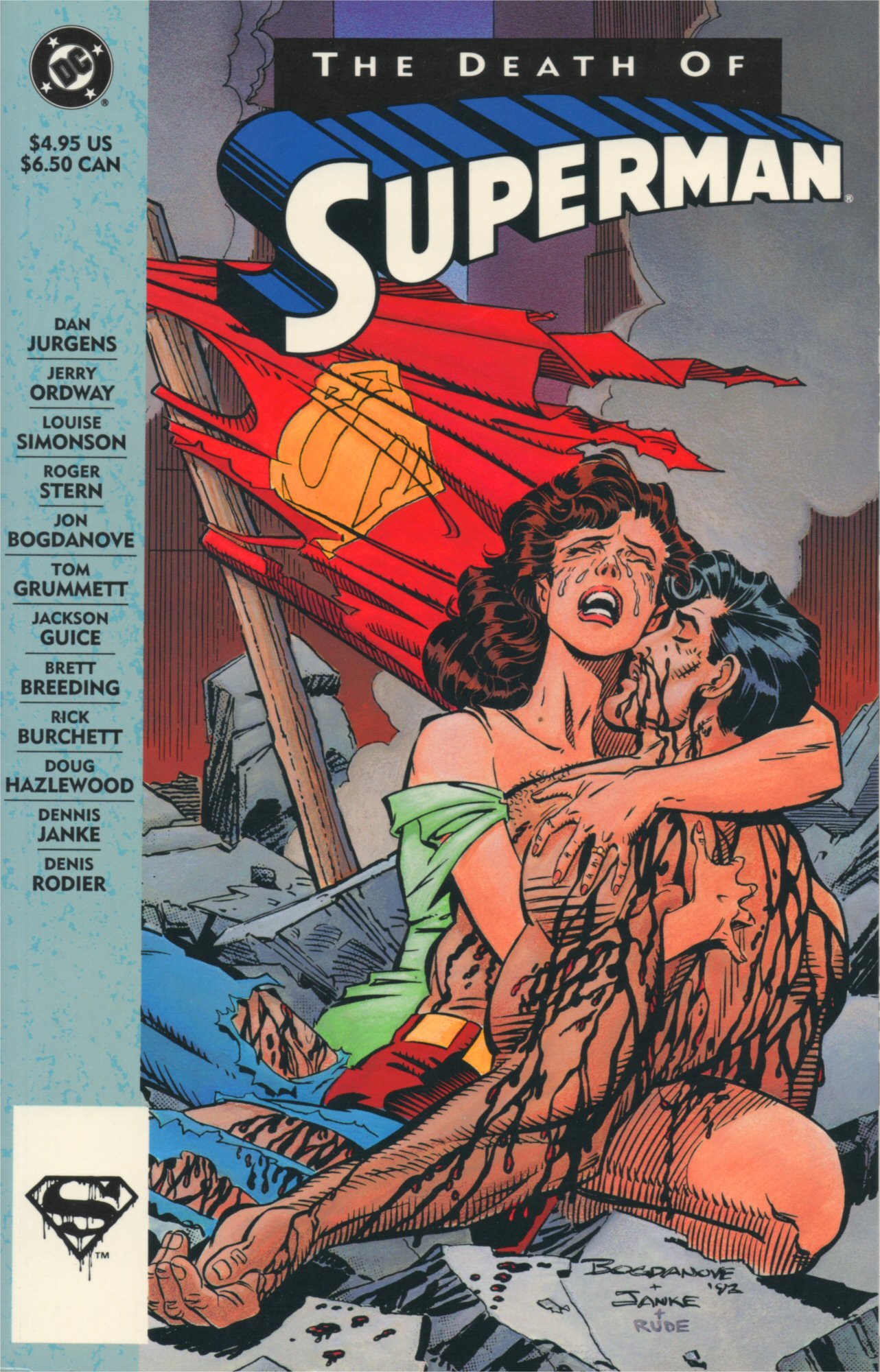 The Death of Superman Trade Paperback Second Printing with White and Blue Logo on Cover