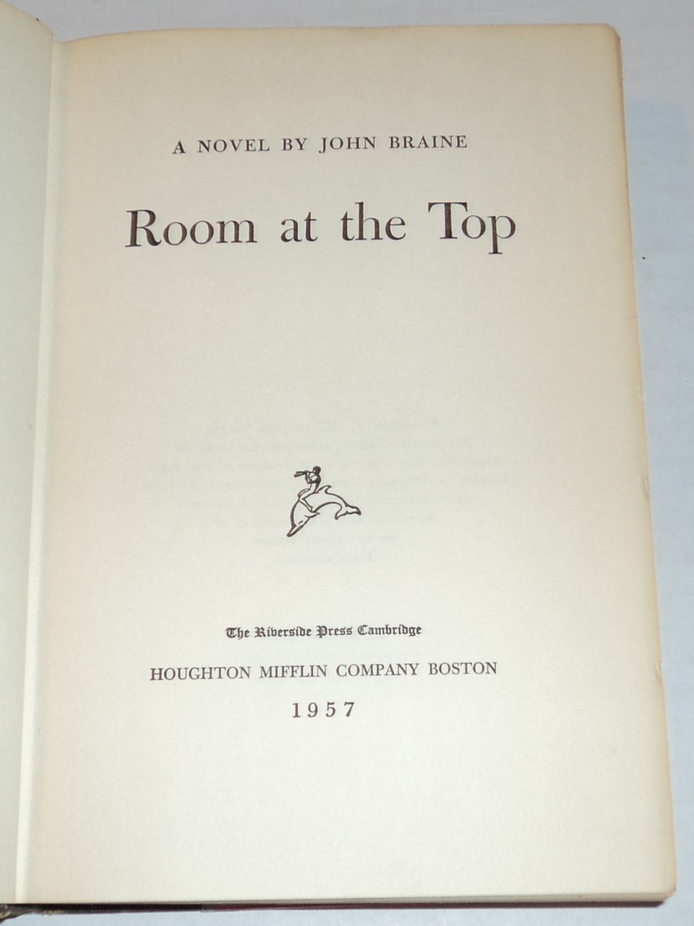 ROOM AT THE TOP: A Novel.