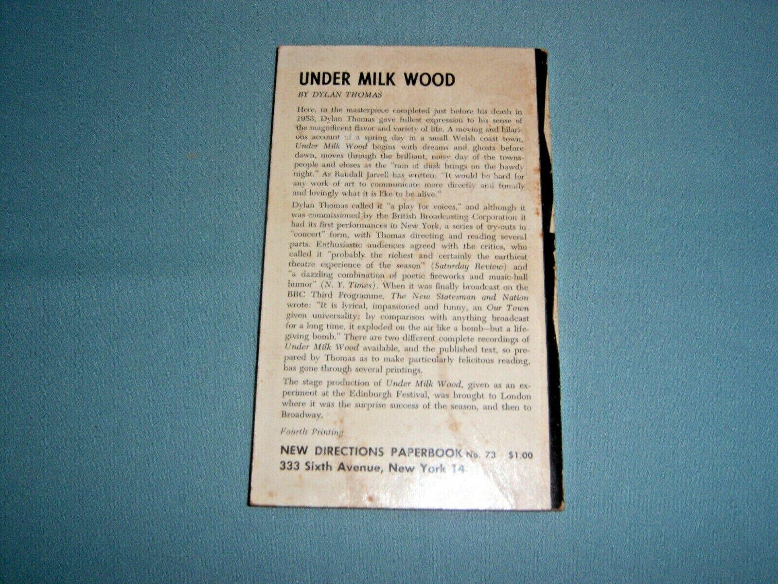 Under Milk Wood: A Play for Voices by Thomas, Dylan (1954) Paperback