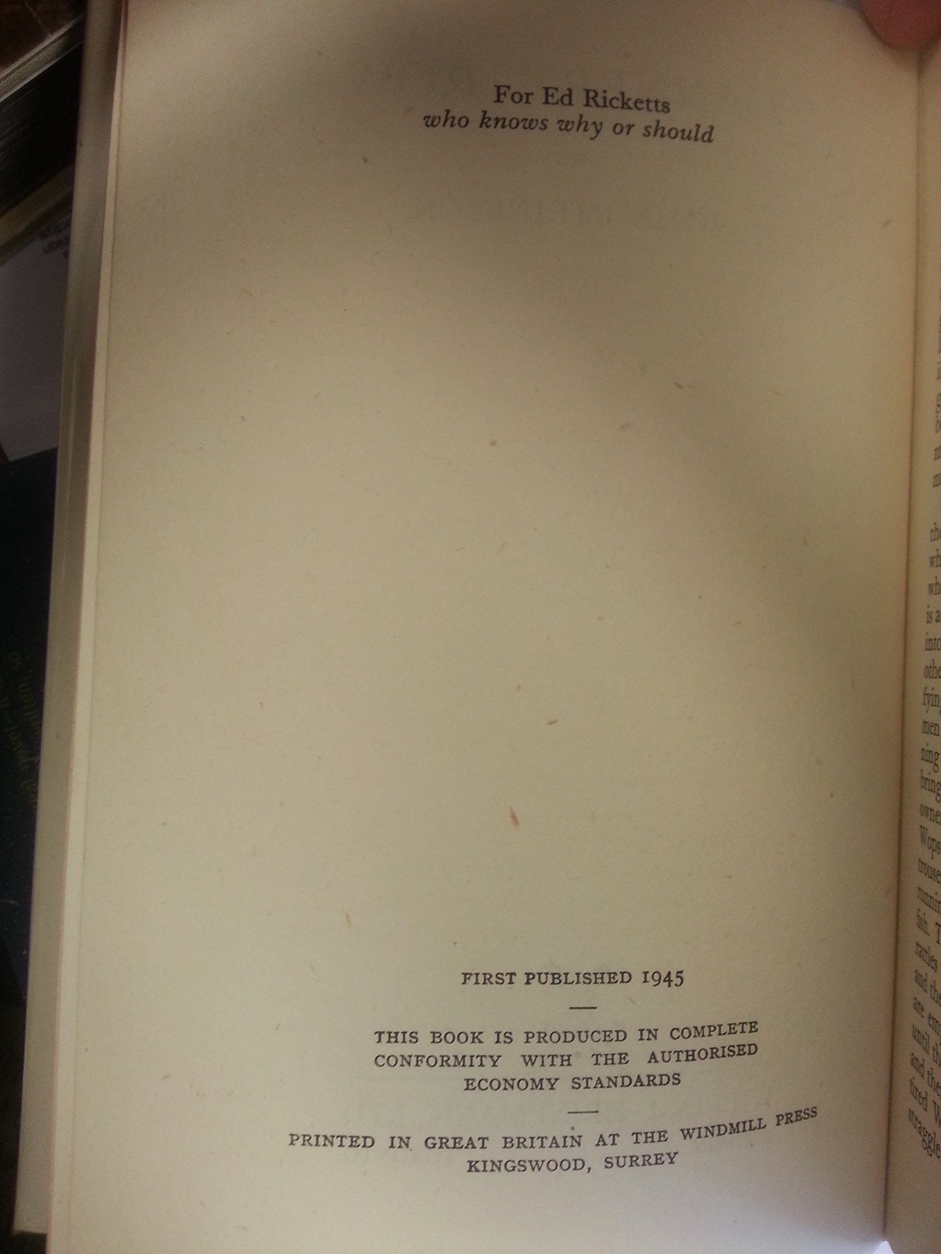 Cannery Row First British Edition