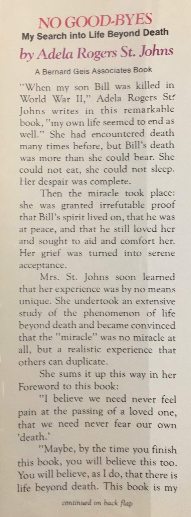No Good-Byes, My Search into Life Beyond Death (Hardcover)