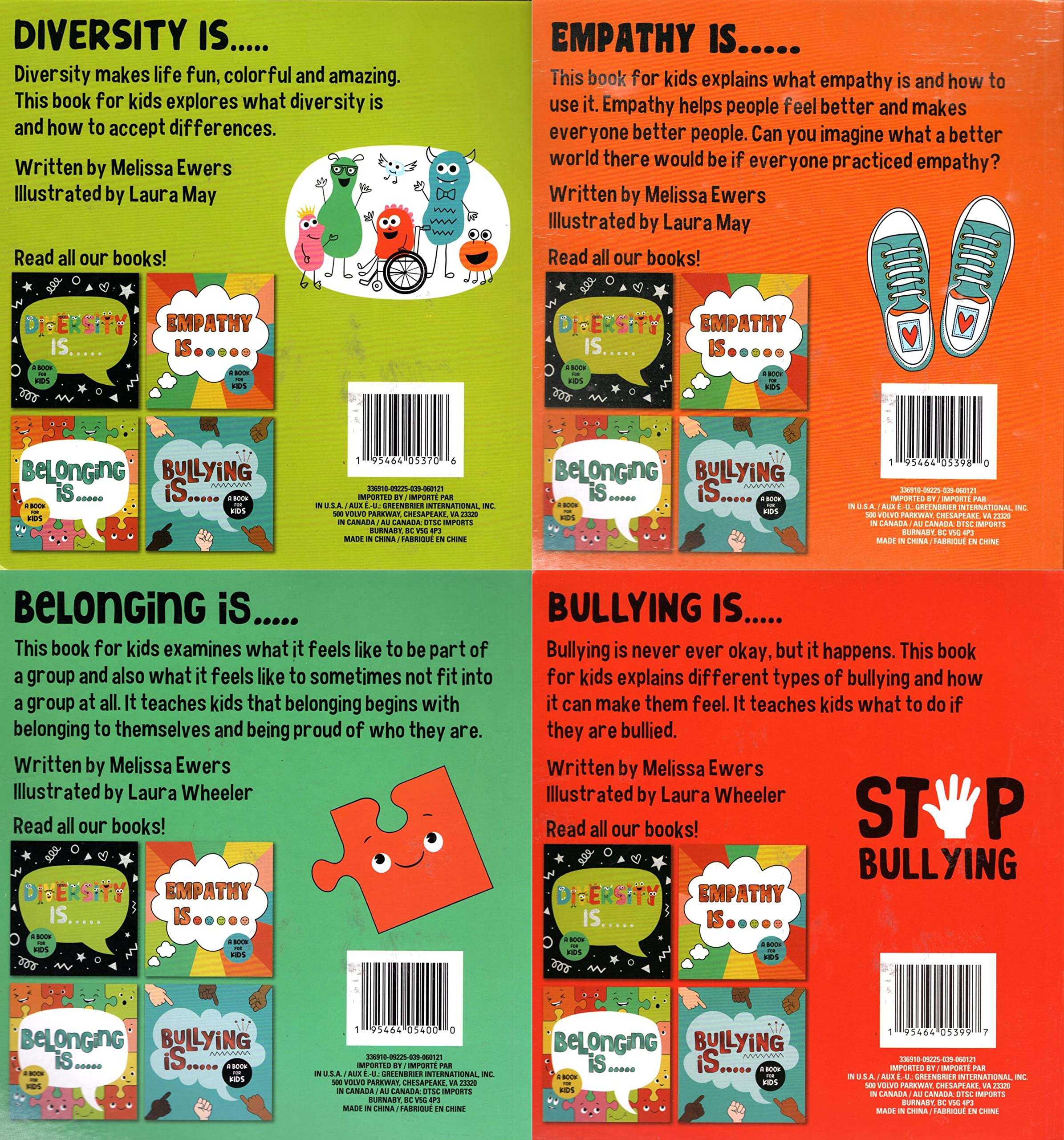 Bullying is.., Belonging is.., Empathy is.., Diversity is.. - Children's Book (Set of 4 Books)