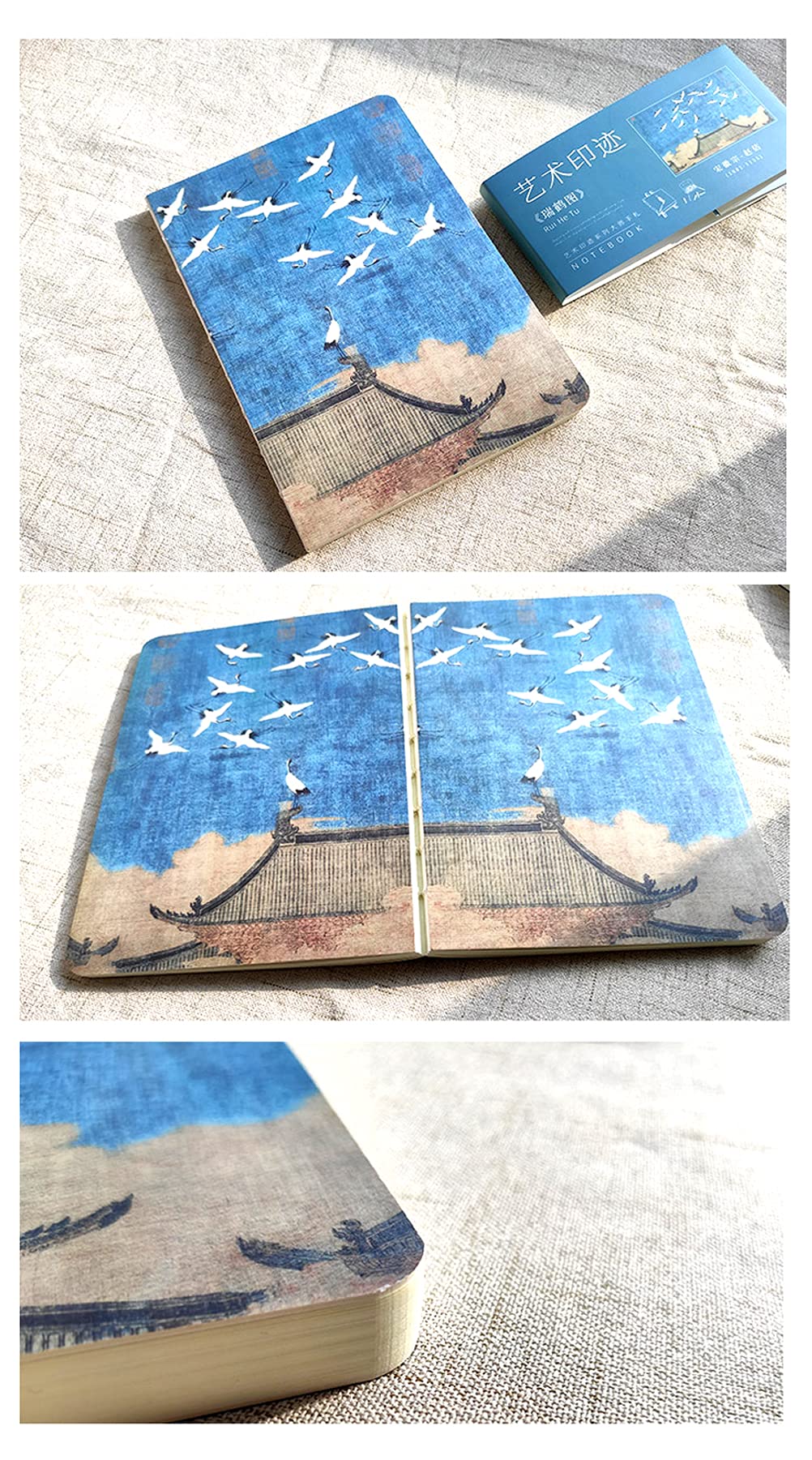 Luke’s Gift 7.2x5.2-Inch Japanese Culture Style Journals Notebook with Antique Binding - Crane (Unknown Binding)