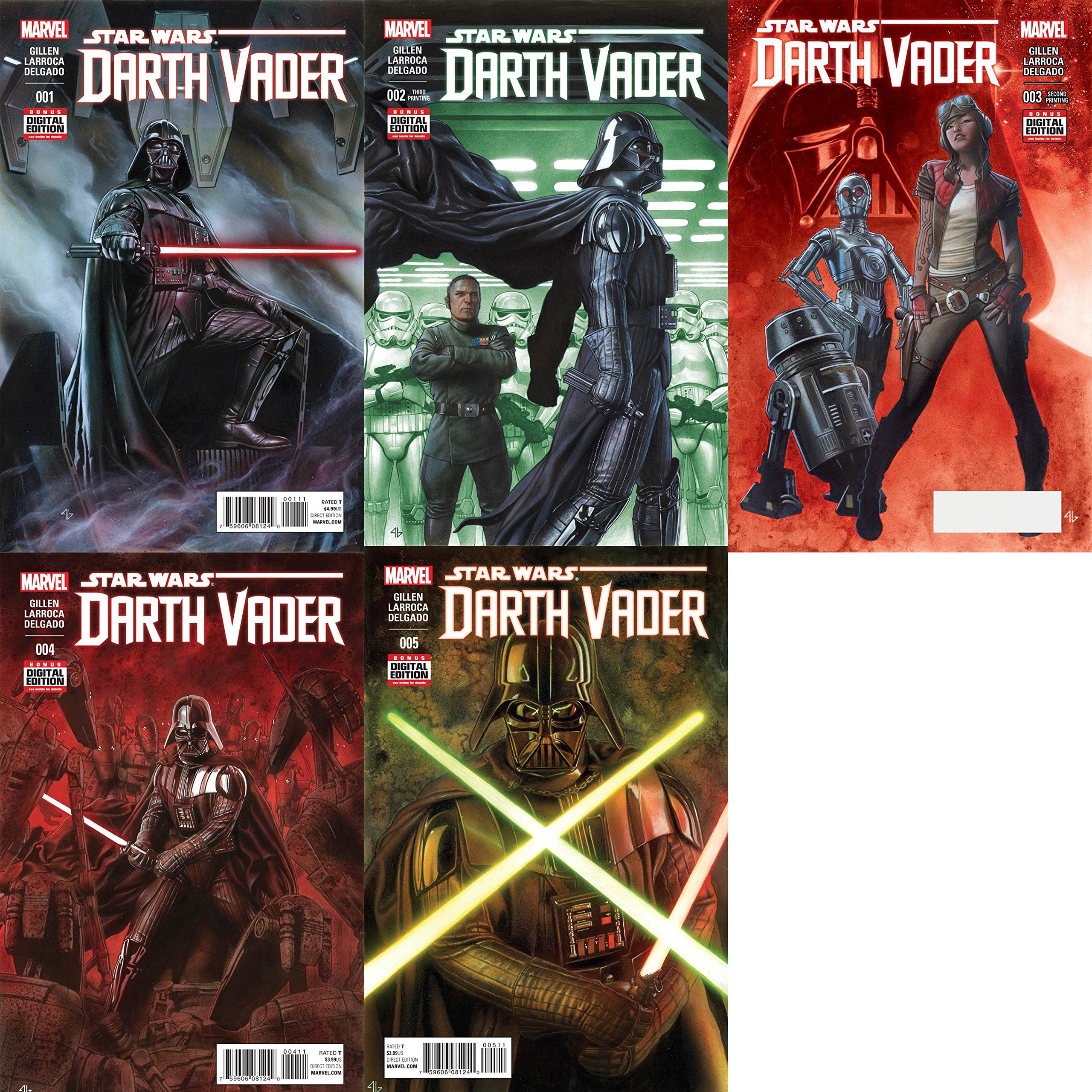 Star Wars Darth Vader Issues #1 -#5 Set - Lot of 5 2015 Marvel Comics! (Unknown Binding)