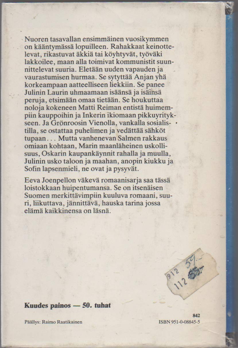 Sataa suolaista vettä (Hardcover)