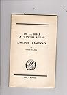 De la Bible à François Villon: Rabelais Franciscain