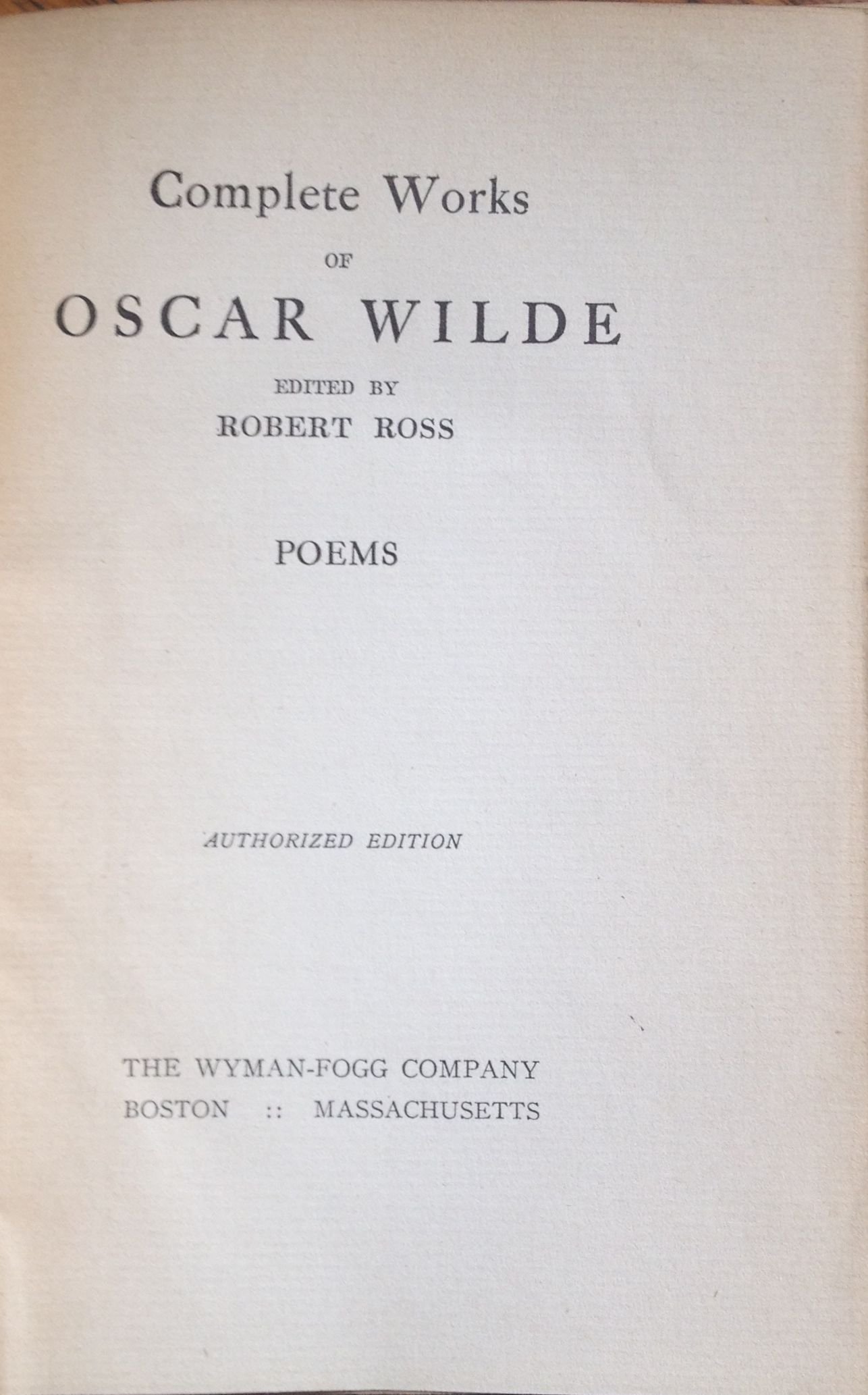 COMPLETE WORKS OF OSCAR WILDE - POEMS 1909
