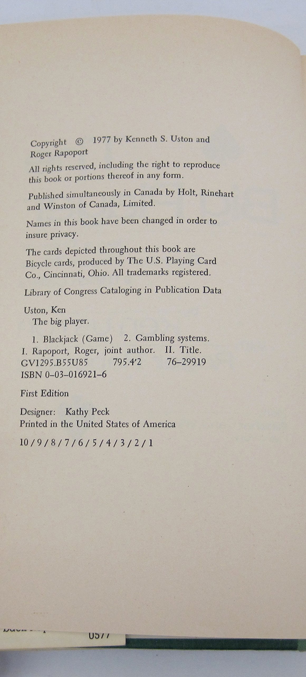 The Big Player: How a Team of Blackjack Players Made a Million Dollars (Hardcover)