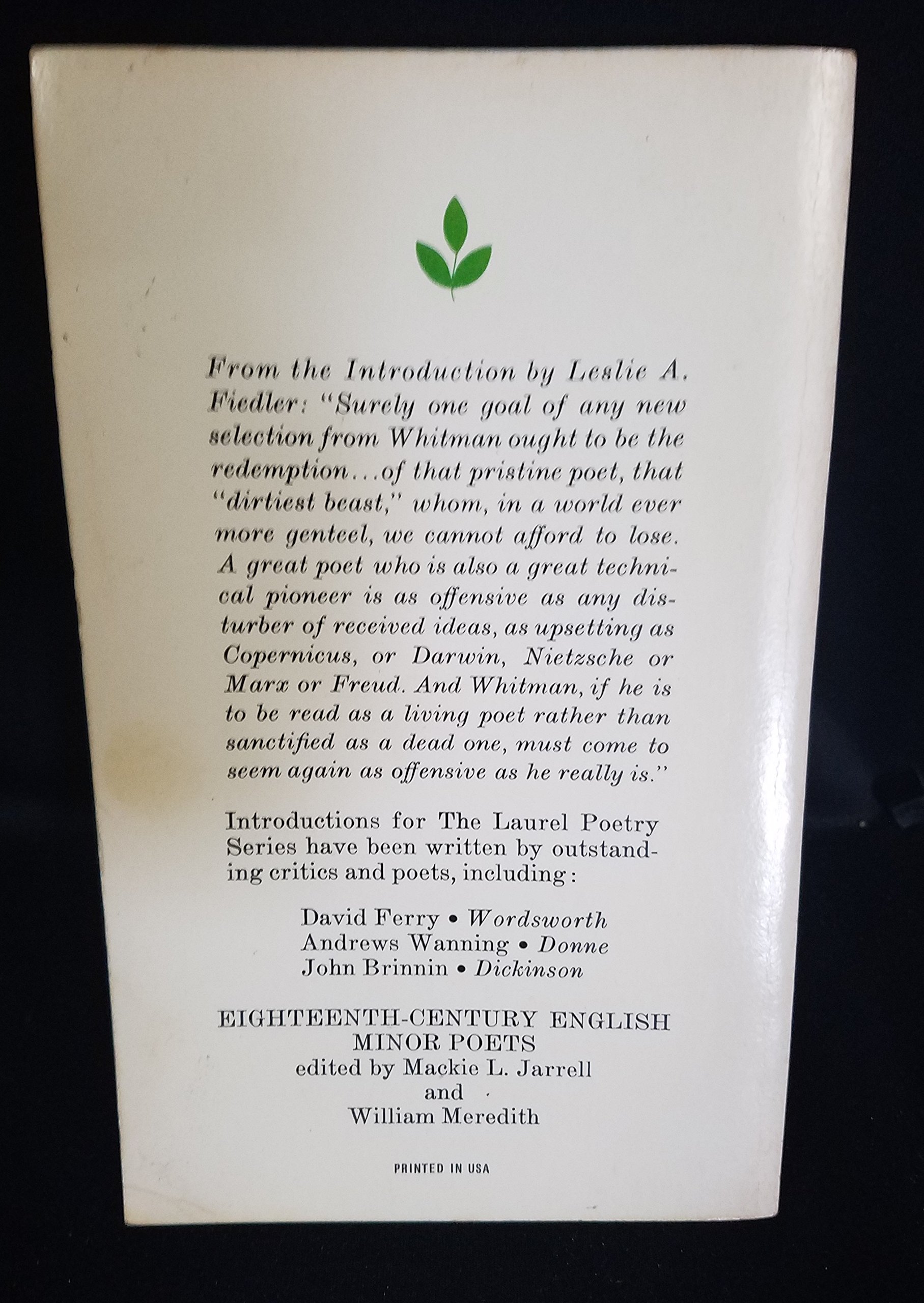 Whitman (The Laurel Poetry Series)