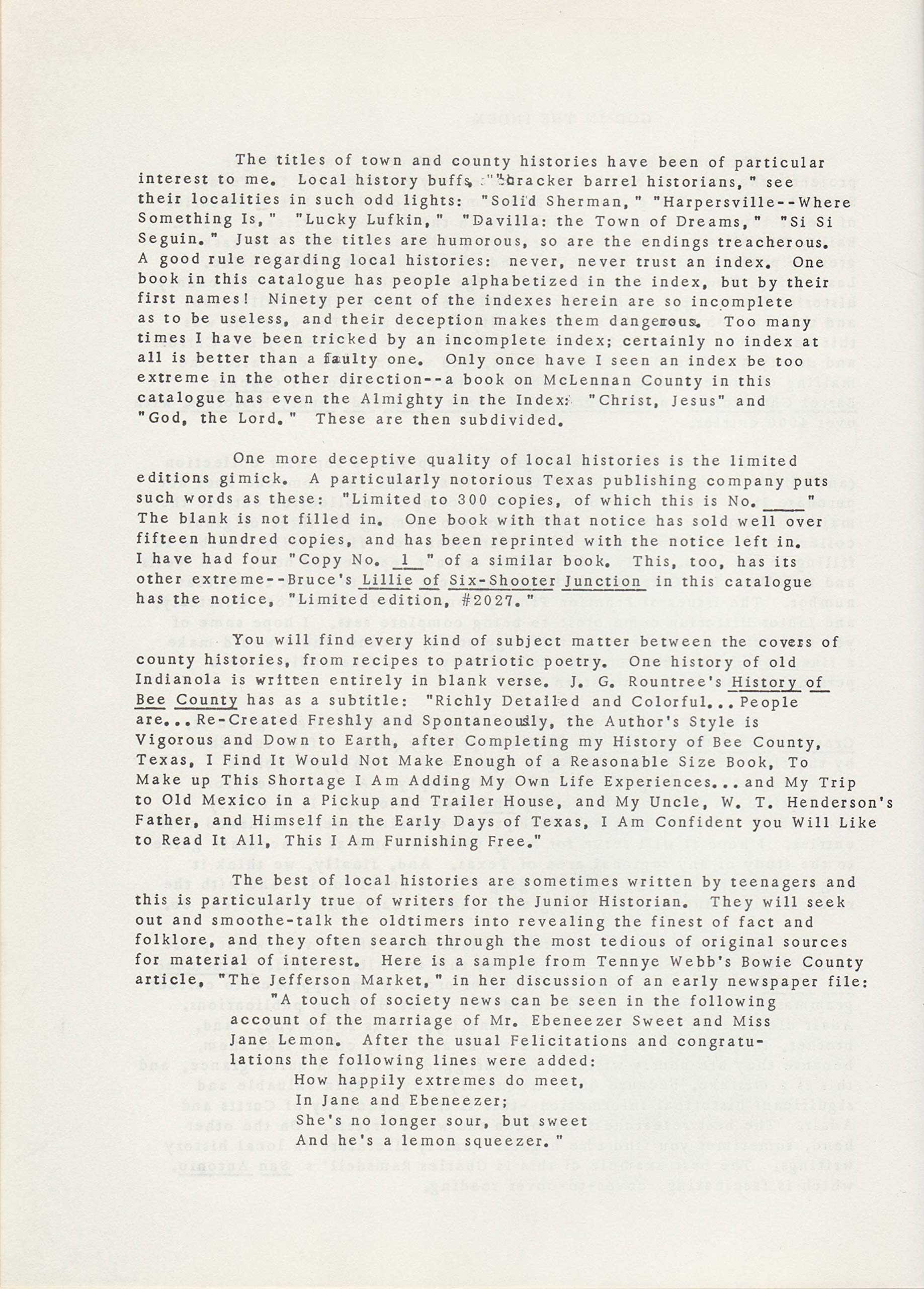 A Catalogue of Over 1400 County and Town Histories of Texas (Hardcover)