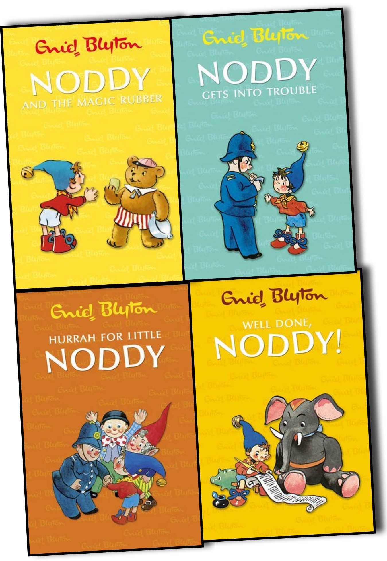 Enid Blyton Noddy Classic Collection 4 Books Collection Pack Set (Well Done, Noddy!, Noddy and the Magic Rubber, Hurrah for Little Noddy by Enid Blyton, Noddy Gets into Trouble)