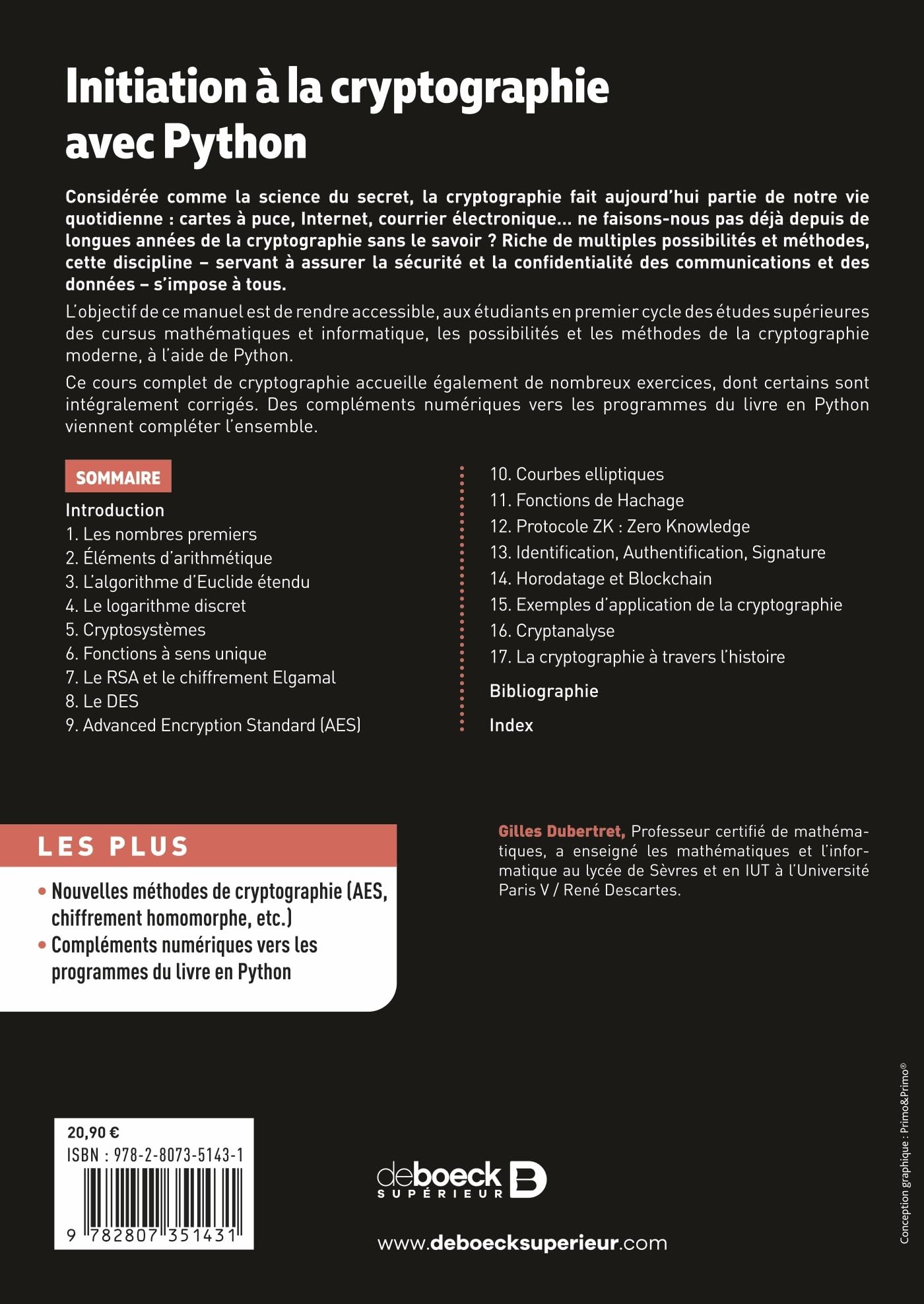 Initiation à la cryptographie avec Python: Cours et exercices corrigés. BTS - DUT - Licence Maths et Informatique (Paperback)