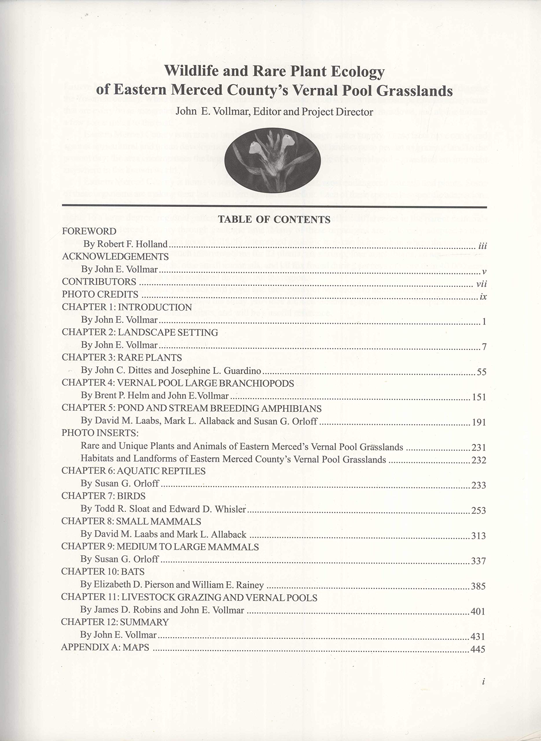 Wildlife and Rare Plant Ecology of Eastern Merced County's Vernal Pool Grasslands (Paperback)