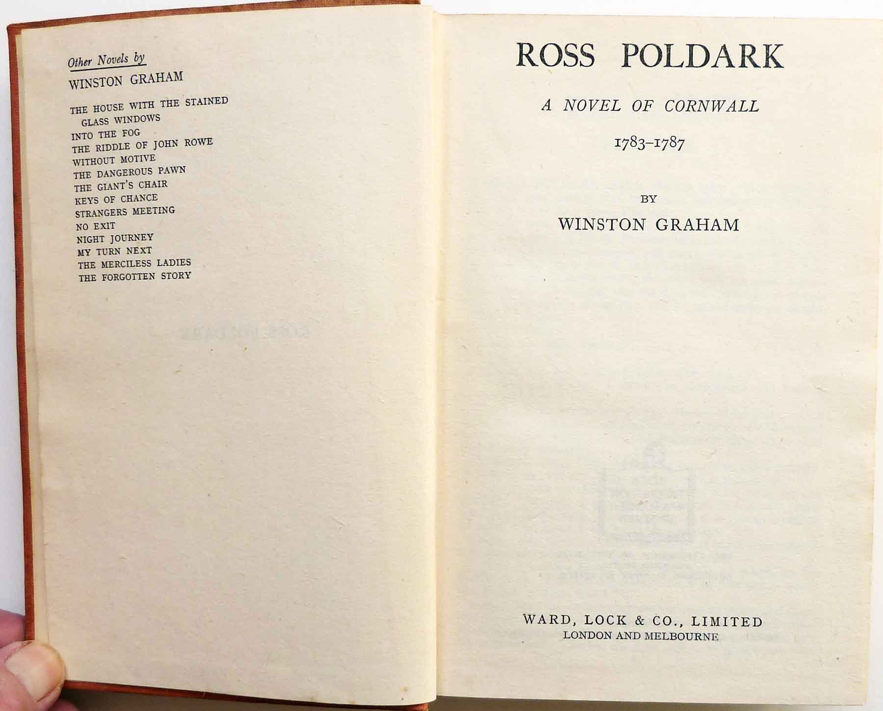ROSS POLDARK. A NOVEL OF CORNWALL 1783 - 1787.