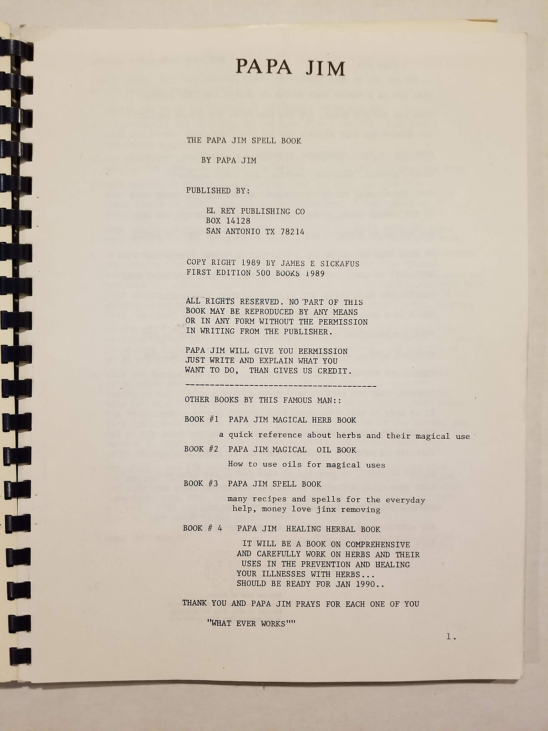 Papa Jim's Spell Book: Book Number 3 (Papa Jim's Book, No 3)