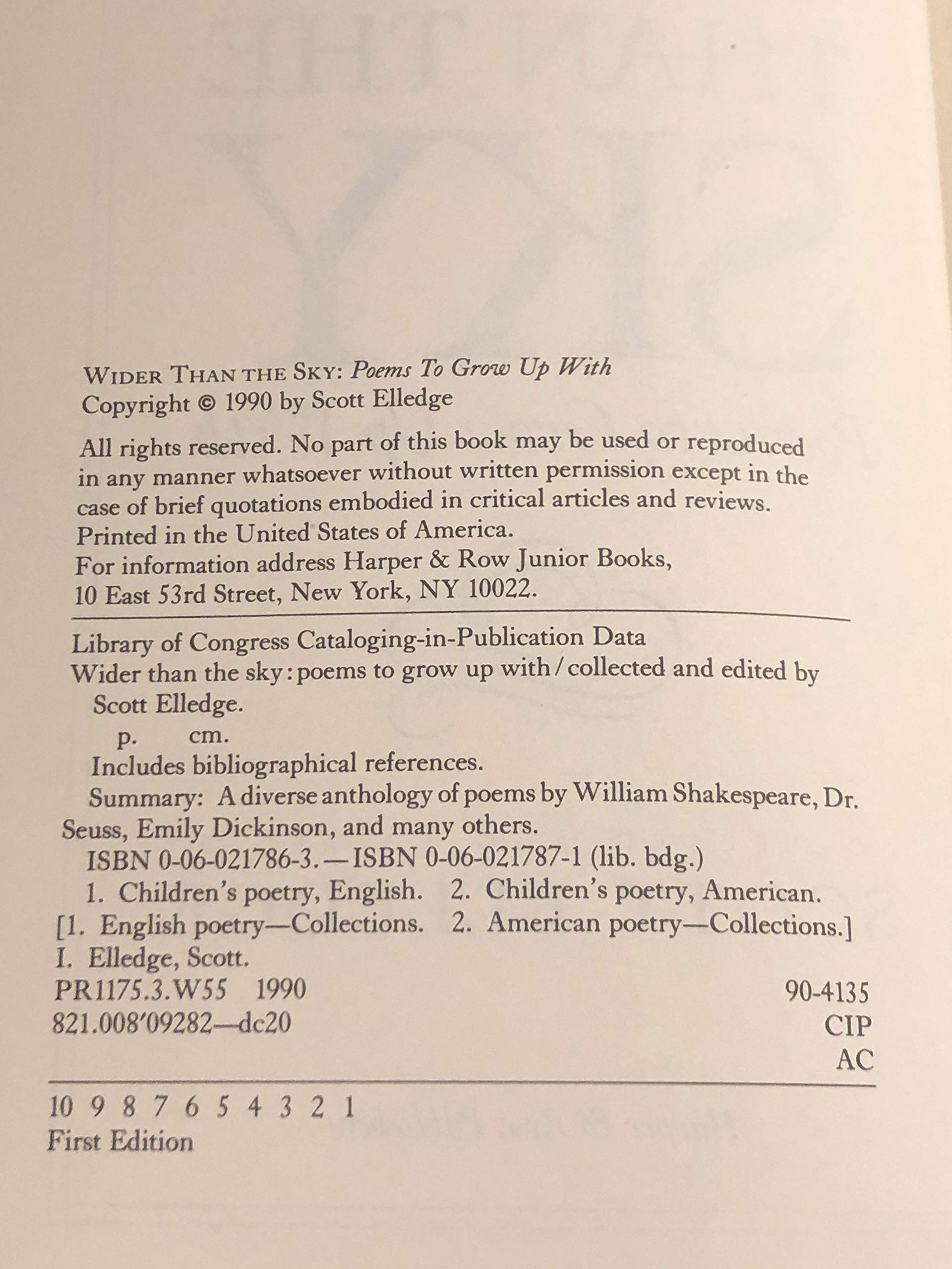 Wider Than the Sky: Poems to Grow Up With (Hardcover)