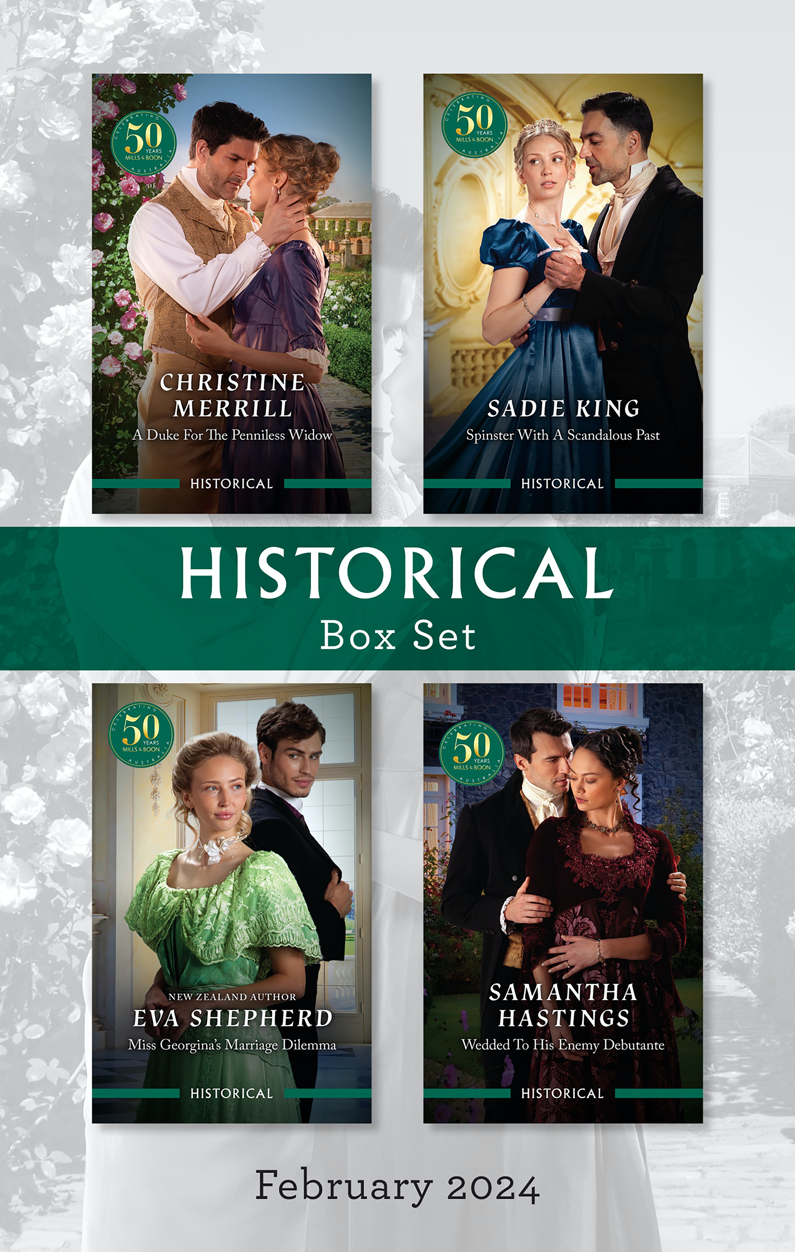 Historical Box Set Feb 2024: A Duke for the Penniless Widow / Spinster with a Scandalous Past / Miss Georgina's Marriage Dilemma / Wedded to His Enemy Debutante