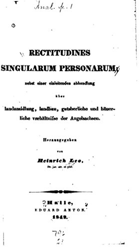 Rectitudines Singularum Personarum (German Edition)