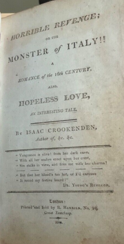 Horrible Revenge; or, The Monster of Italy! (Chapbook)