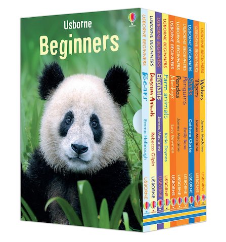 Usborne Beginners Animals Box Set 10 Books (Wolves, Tigers, Sharks, Penguins, Pandas, Monkeys, Farm Animals, Elephants, Dangerous Animals & Bears)