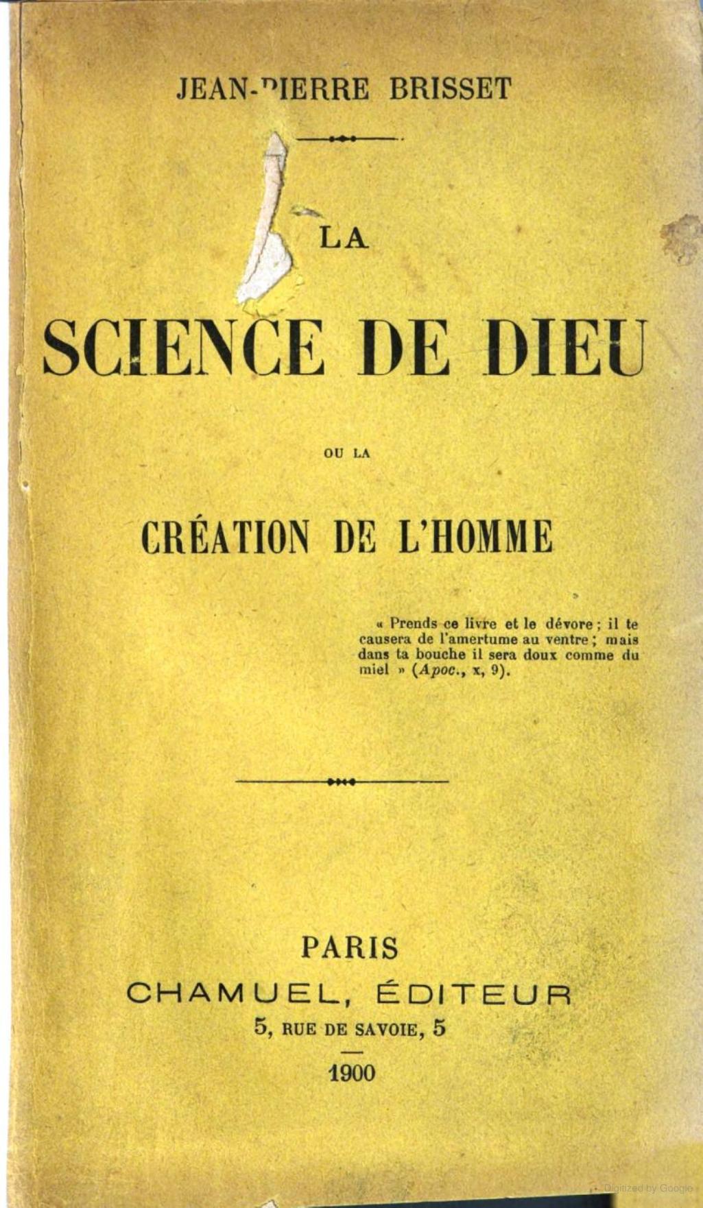 La science de Dieu; ou, La cre︠ation de l'homme (Unknown Binding)