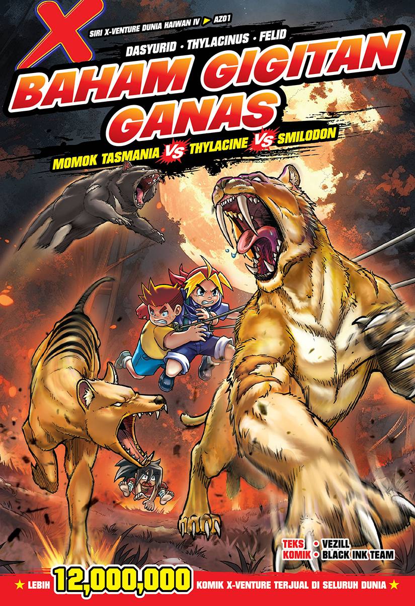 Siri X-VENTURE Dunia Haiwan IV 01: Baham Gigitan Ganas [Momok Tasmania vs Thylacine vs Smilodon]