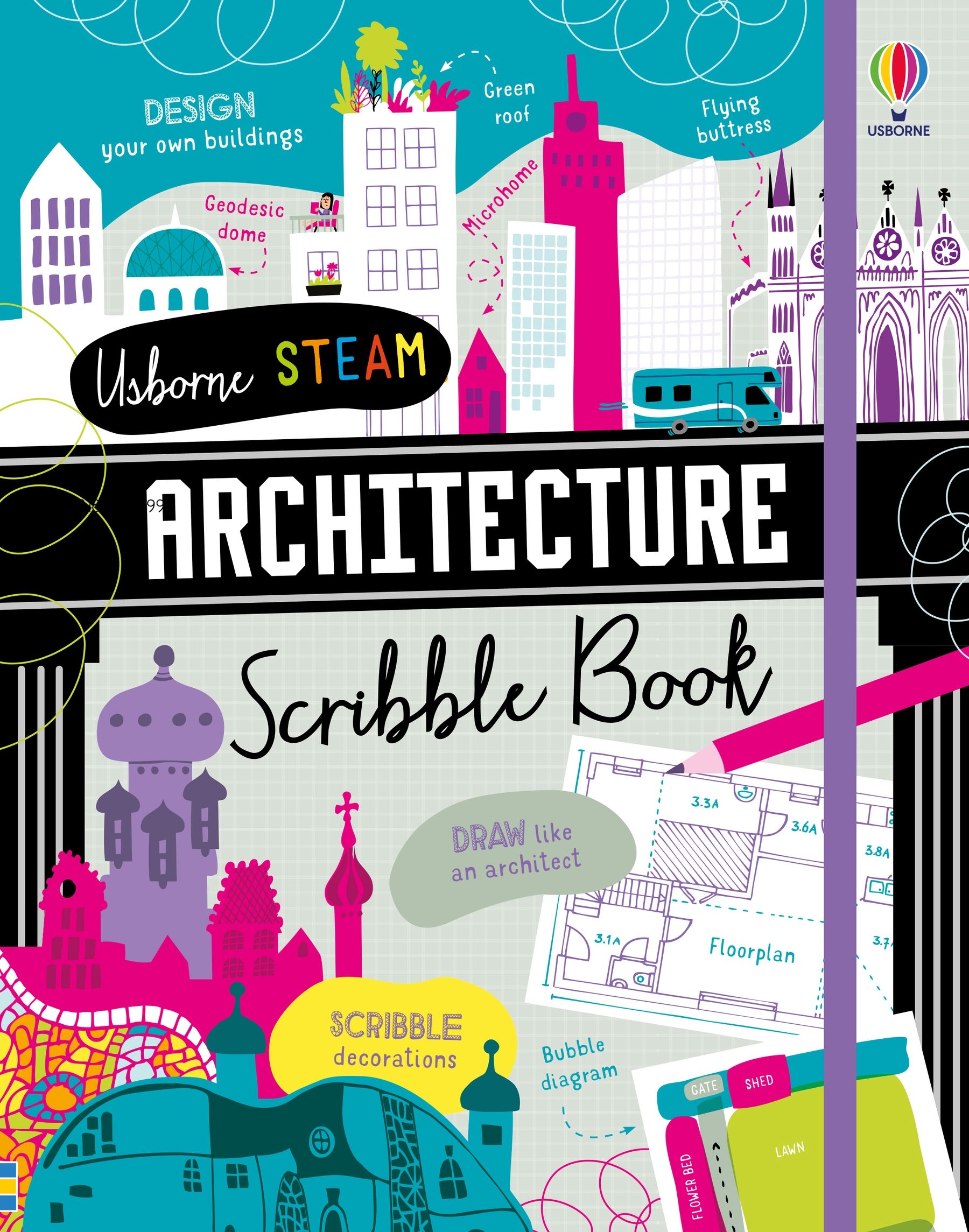 Architecture Scribble Book: Plan Underground Houses and Design Bridges with Puzzles and Ideas for Kids (Ages 7-11) (STEAM Scribble Books)